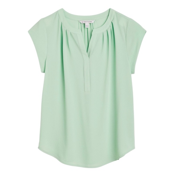 41 Hawthorn Morey Mint Green Split Neck Blouse Tunic - Picture 2 of 13